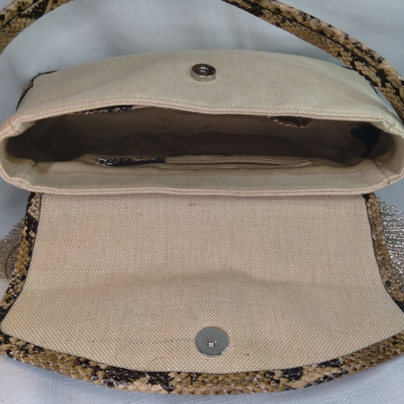 Talbots canvas and faux snakeskin handbag - Picture 3 of 6